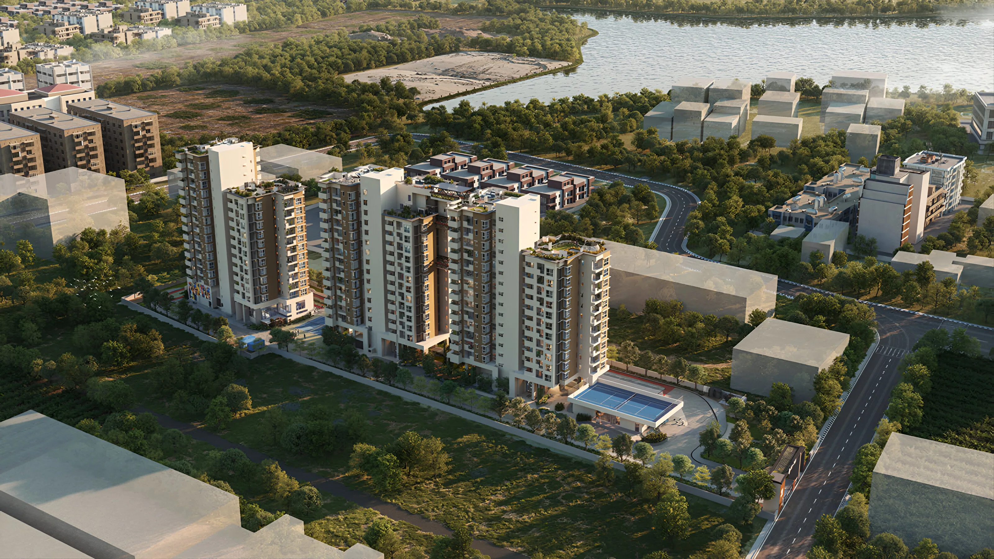 Tvs Emerald Isle Of Tree Apartments in North Bangalore Aerial Day View